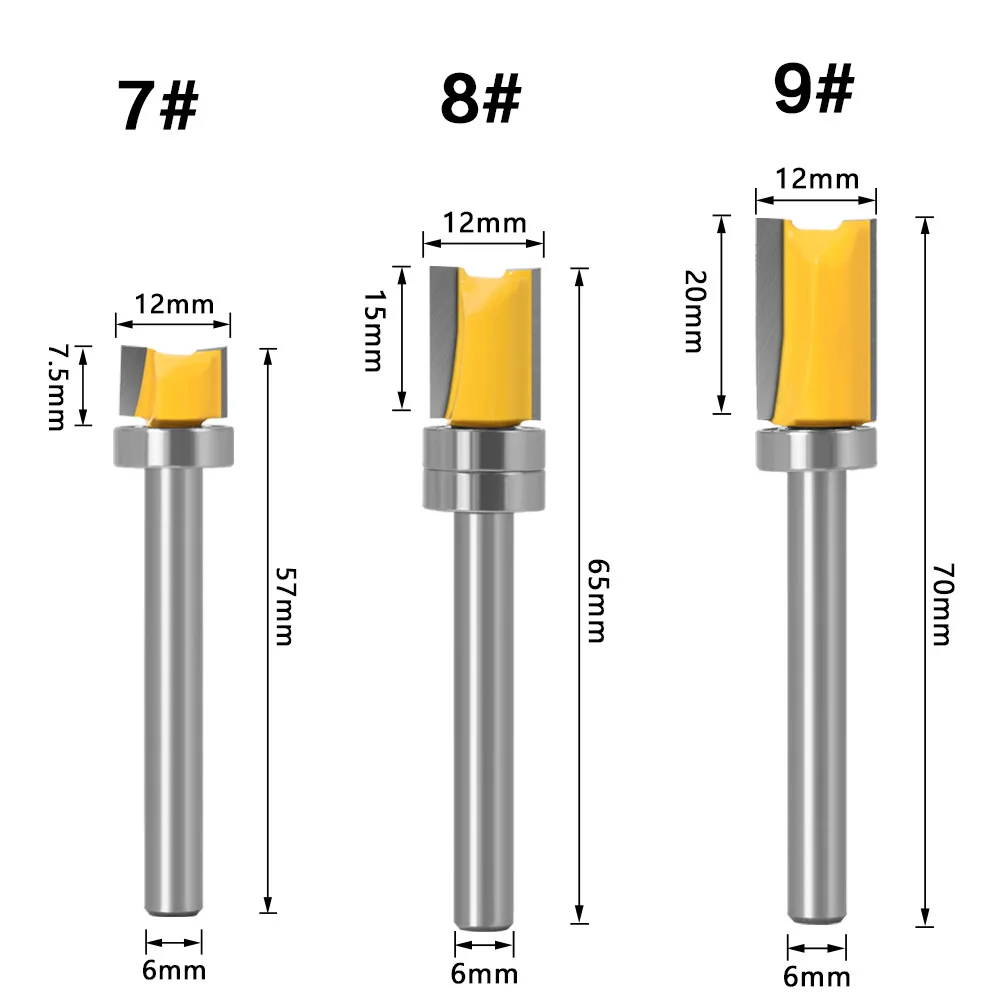 1PC Woodworking Bearing Trimmer 6mm Handle Alloy Straight Edge Milling Cutter Computer Engraving Machine Slotting Tool