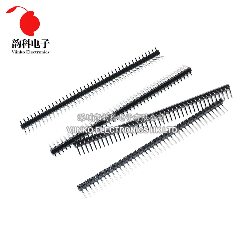 10pcs 40 Pin 1x40 Single Row Male 2.54mm Breakable Pin Header Right Angle Connector Strip bending