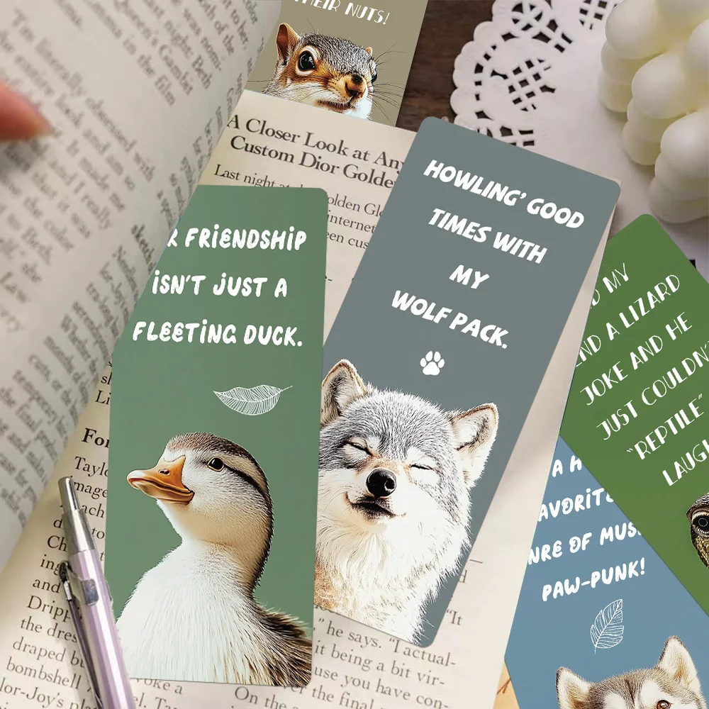 30pcs fun animal bookmarks decorative student office supplies reading book pages book marking paper card creative gift DIY