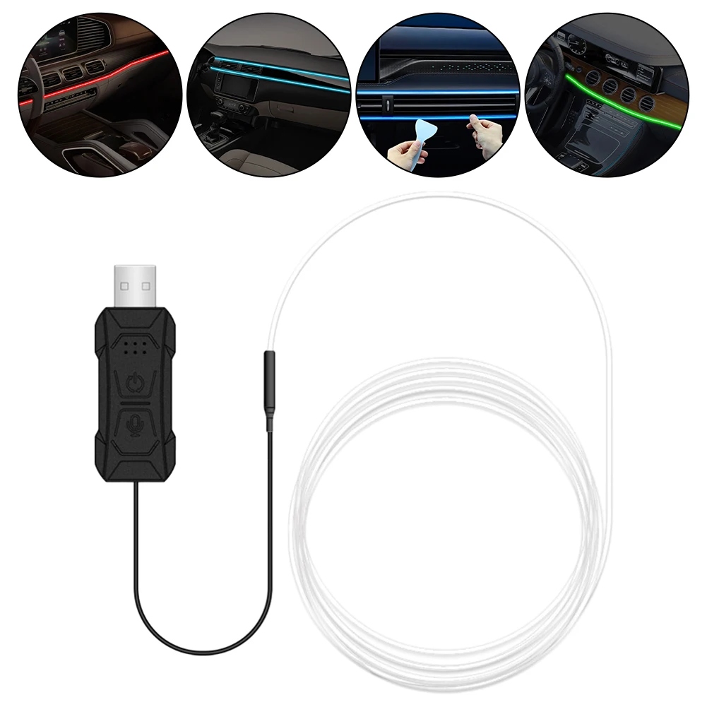 

1pcs PVC+LED Car Interior Ambient LED-Strip Lights RGB APP Music Control Atmosphere Lamp Car Lights Parts Accessories