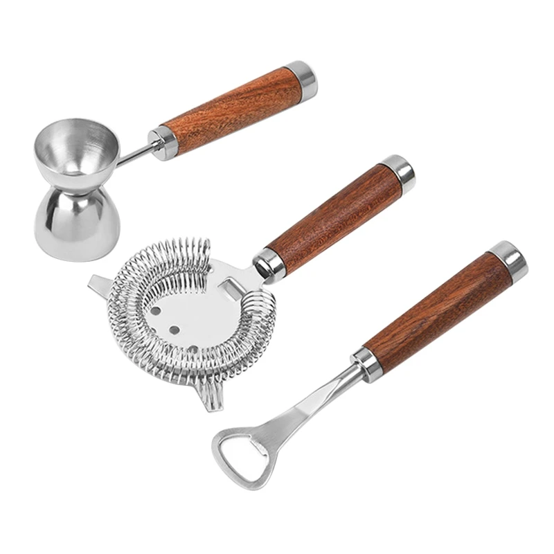 

Double Cocktail Jigger,Cocktail Strainer Set Stainless Steel Bar Tool With Stirring Spoon-Strainer,Cocktail Strainer