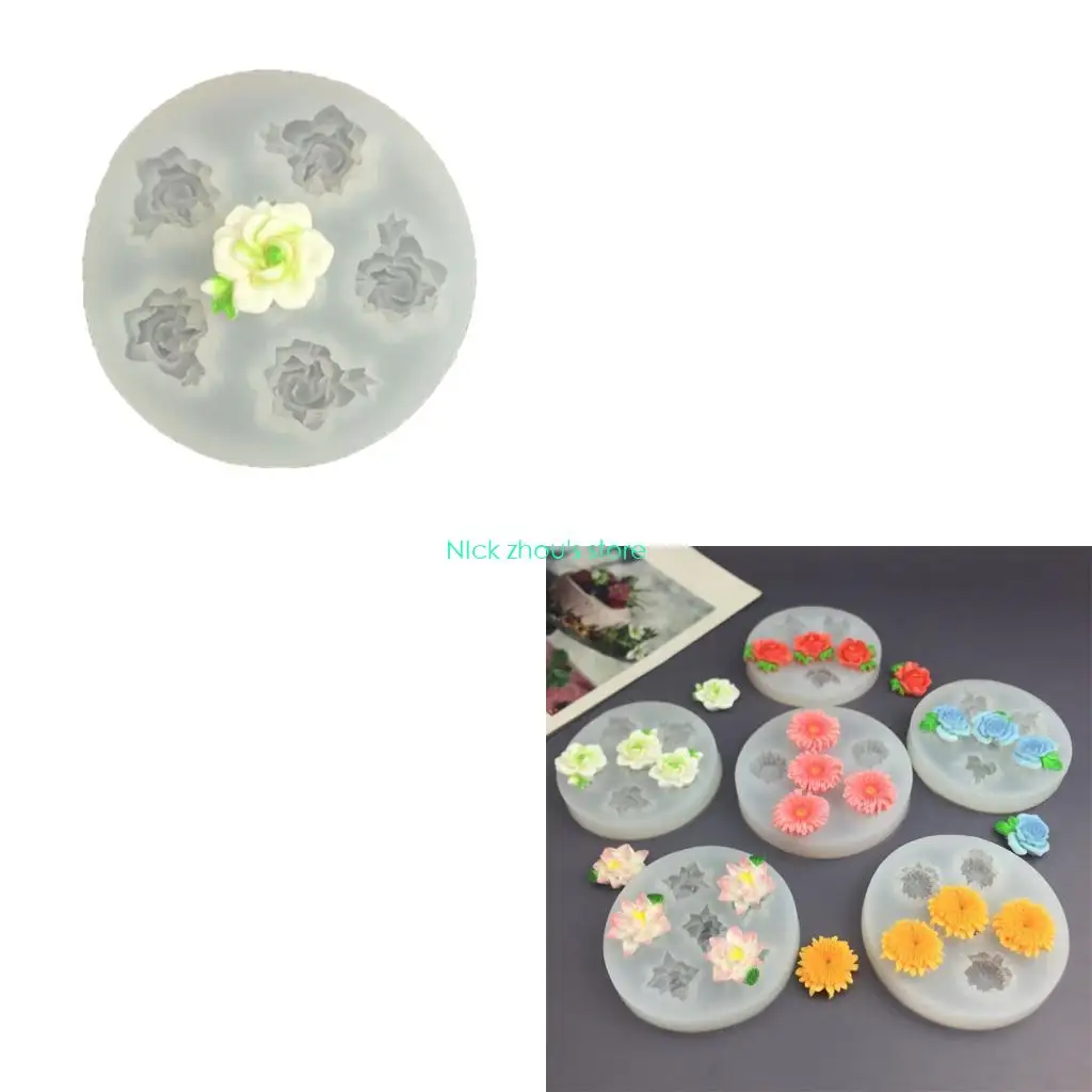 

E15E Multi Purpose Silicone Jewelry Mold With Detailed Rose Daisies Water Lilies Peony Designs Dishwasher Safe
