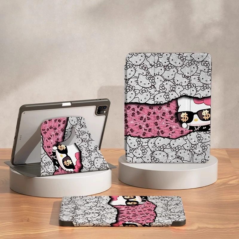 MINISO Hello Kitty For iPad Case Funda ipad Pro4 5 6 Air3 4 5 Protective Shell Ipad A16 11in 11th 10th Gen Mini 6 7 Tablet Cover