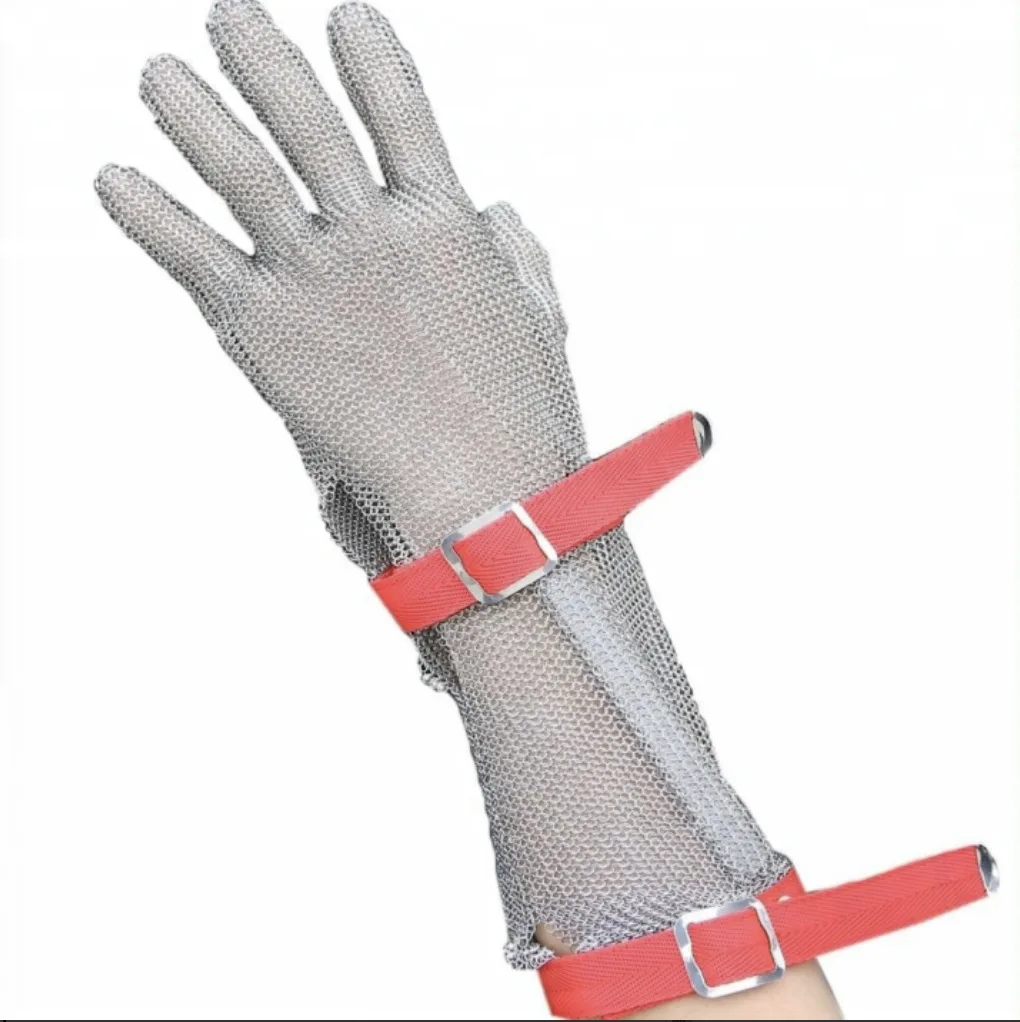 1pc High Quality 100% Stainless Steel Ring 304 Cut Resistant Butcher Protective Mesh Meat Extended Version Level 5 Worker Gloves