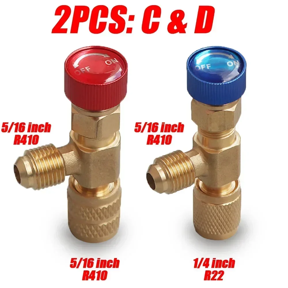 2/4/8PCS Flüssigkeit Sicherheitsventil R410A R22 Klimaanlage Kältemittel Werkzeug 1/4 "Sicherheitsadapter Klimaanlage Reparatur