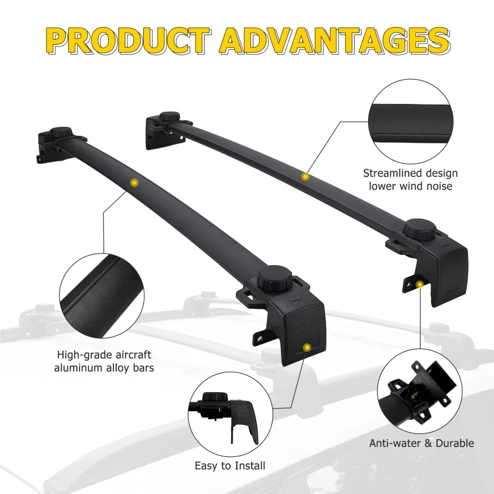 For Jeep Compass 2011-2022 Roof Rack Cross Bars 68kg Load SUV Exterior Rooftop Luggage Kayak Cargo Hard-Shell Carrier Holder