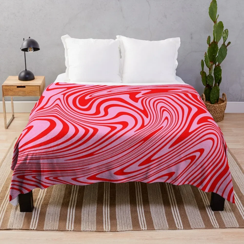 

Retro Swirl Pink Groovy Abstract Pattern Throw Blanket Fashion Sofas Sofa Decorative Beds Blankets