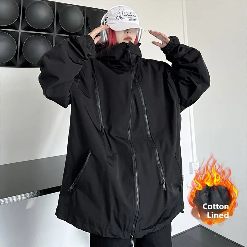 

American Design Sense Zipper Jaet Cotton Workwear Men's Trendy Haome Loose Outdoor Functional Sle Workwear Coat