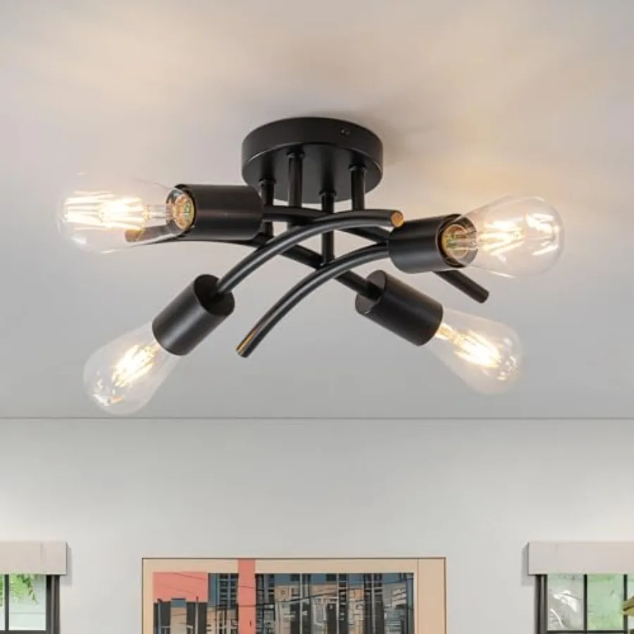 Semi Flush Mount Ceiling Light Fixture, Modern Flush Mount Ceiling Lights, 4-Light Sputnik Ceiling Light Fixture with E26 Bulb