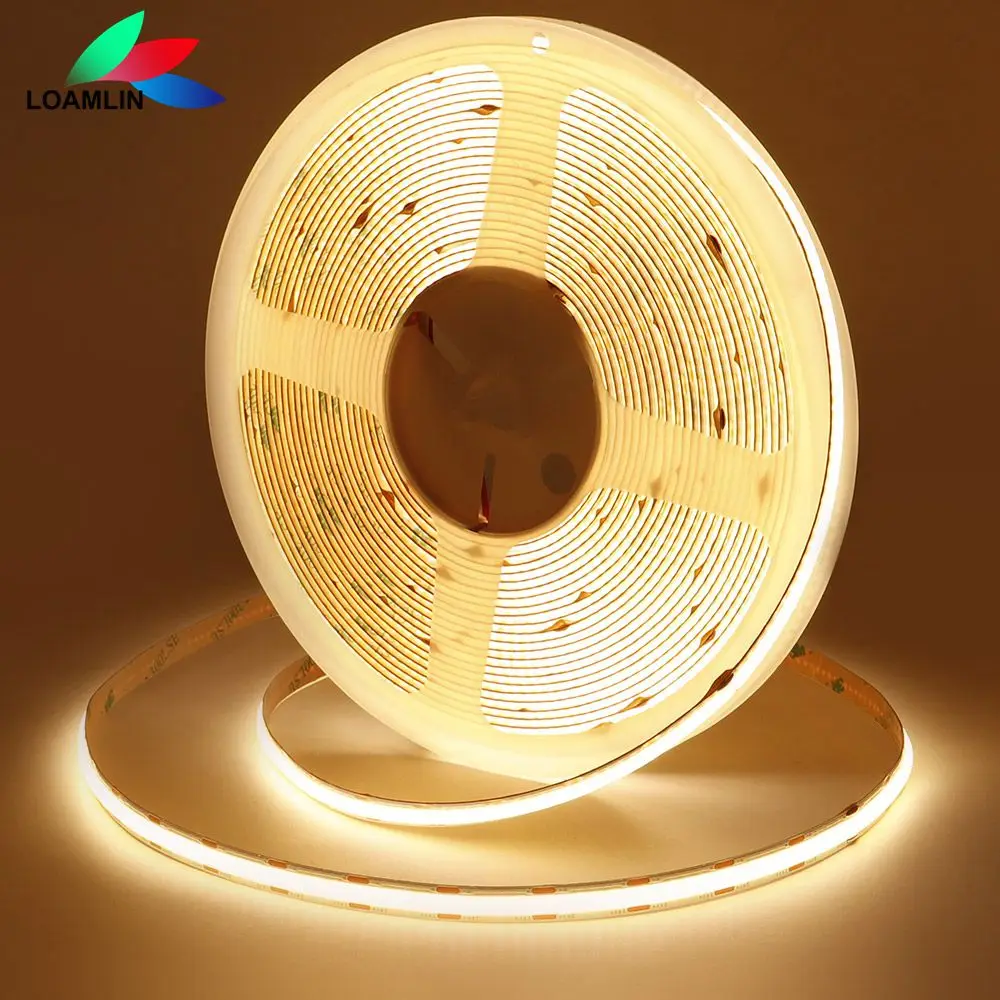 COB CCT LED Strip Lights 608/624Leds/M  High Density Flexible FOB COB 8mm Led Light RA90 2700K-6500K Linear Dimmable DC24V