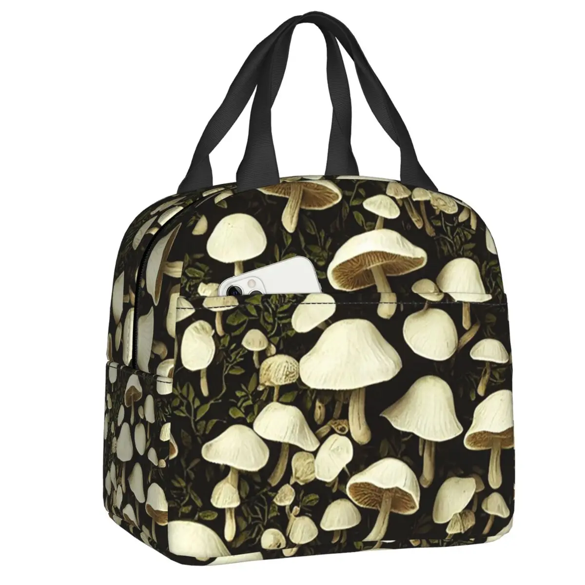 

Custom Mushroom Pattern Thermal Insulated Lunch Bag Women Portable Lunch Tote for School Multifunction Food Box