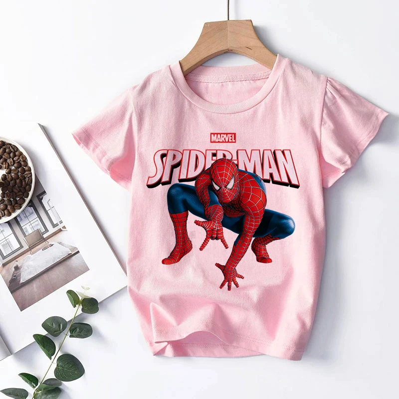 Kawaii Cute Funny Cartoon Super Hero Spiderman T Shirt Children Kids Shirt Boys Girls Baby Harajuku Graphic T-shirt Tshirt Tops