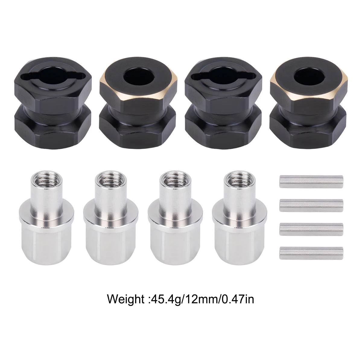 4Pcs Messing 12MM Rad Hex Erweiterte Adapter Combiner 12/15/17/20/25MM für 1/10 RC Crawler Auto Axial SCX10 D90 Upgrade Teile