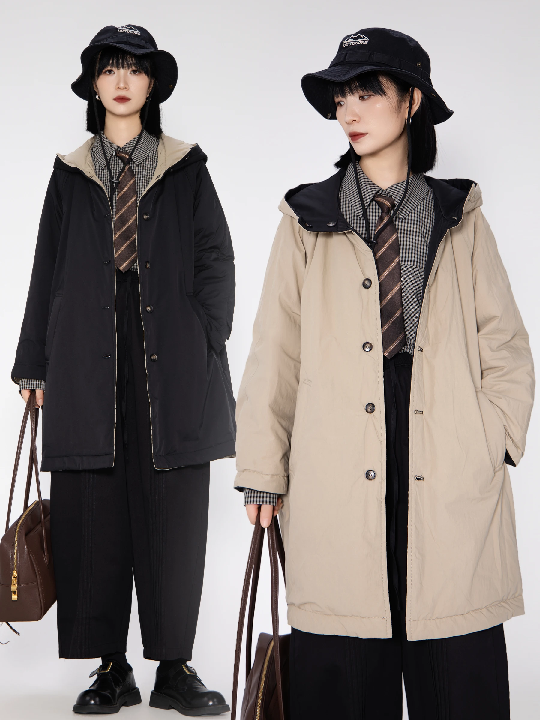 

Bookru шерсть Fce Jaet двусторонняя шапка с капюшоном средней длины свободная женская хлопковая одежда с эффектом похудения китайского бренда