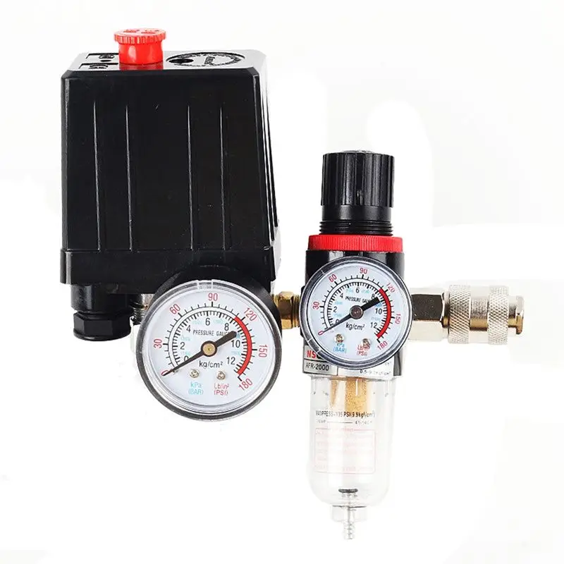 

【КУУПОН!】{0} Воздушный компрессор 125PSI Автоматический переключатель давления в сборе с клапаном регулирования давления Сепаратор масла и воды