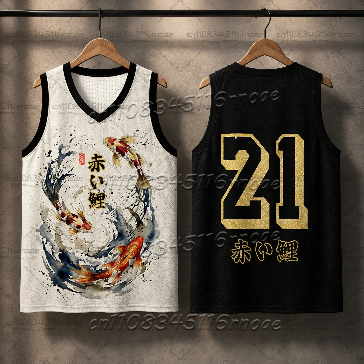2026 Good Luck Comes New Chinese Children's Football Shirt Black Edge Contrast Color China-Chic Koi Loose Breathable Sports Vest