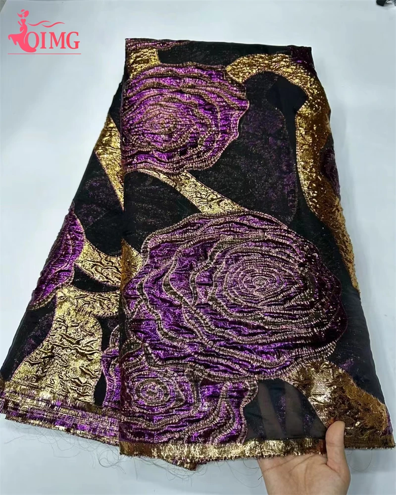 

OIMG Nigerian Brocade Lace Fabric 2024 High Quality African Jacquard Gilded Lace Fabric for Sewing Luxury Party Dresses