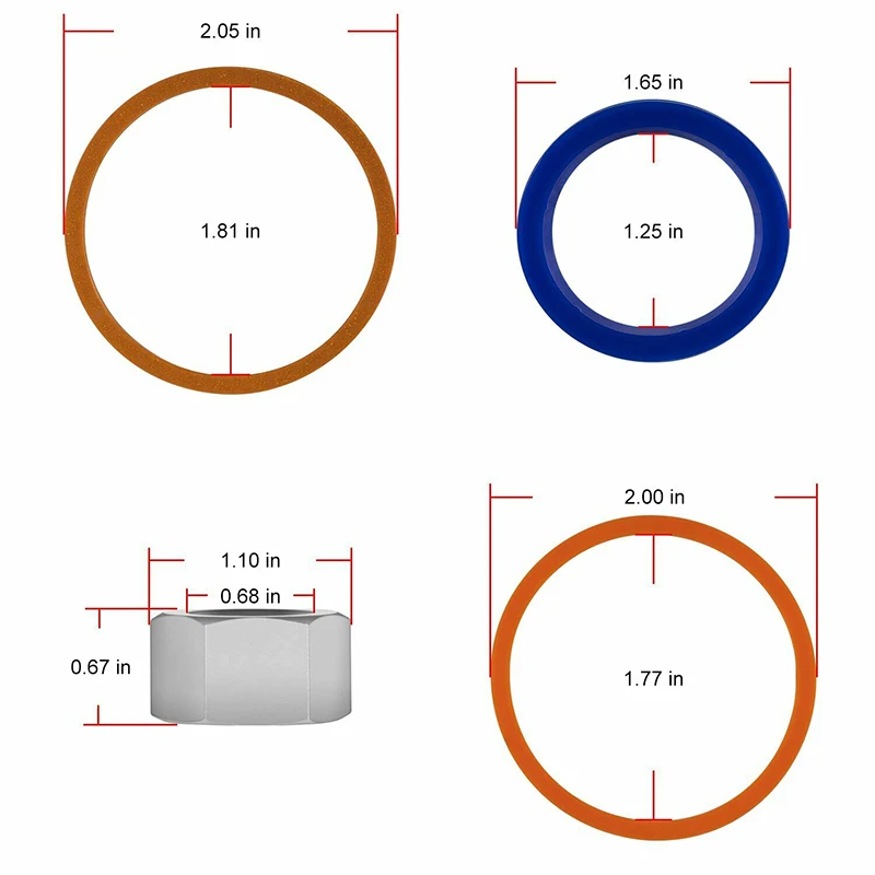 Hydraulic Lift Cylinder Seals Kit Fits for Bobcat 444, 500, 520, 530, 533, 540, 542B, 643, 731, 743 Etc