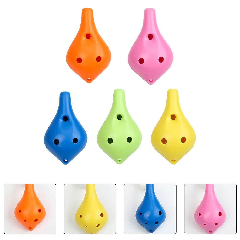 5 uds Ocarina flauta práctica juguete hermoso instrumento flautas calidad alimentaria materia prima de plástico Abs estudiante delicado