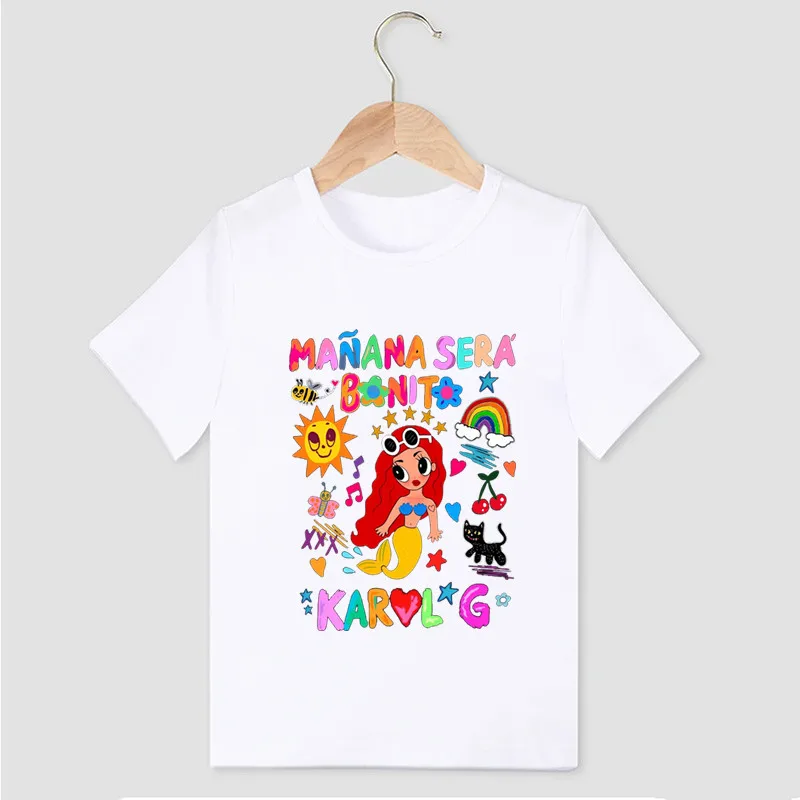 Camiseta infantil Manana Sera Print, Bonito, Karol G Bichota, moda verão, tops para meninos e meninas, roupas de bebê, venda quente