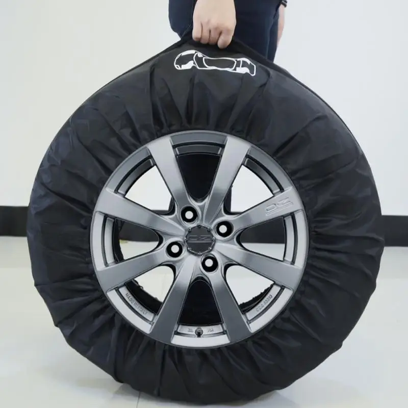 AD Universal 4Pcs Spare Tire Cover Case Polyester Car Tyre Storage Bags Automobile Tyre Accessories Auto Vehicle Wheel Protector