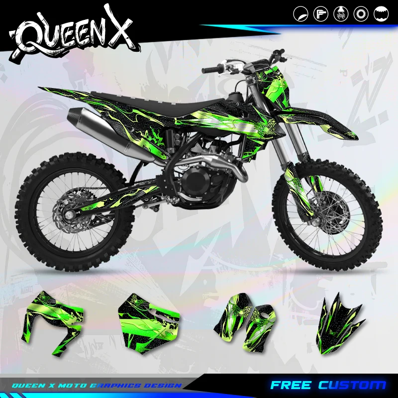 QUEEN X MOTO Motorcycle Graphics Chrome Holographic Stickers For KTM 125 250 300 350 450 500 SX SXF 2019-2022 EXC XCW 2020-2023