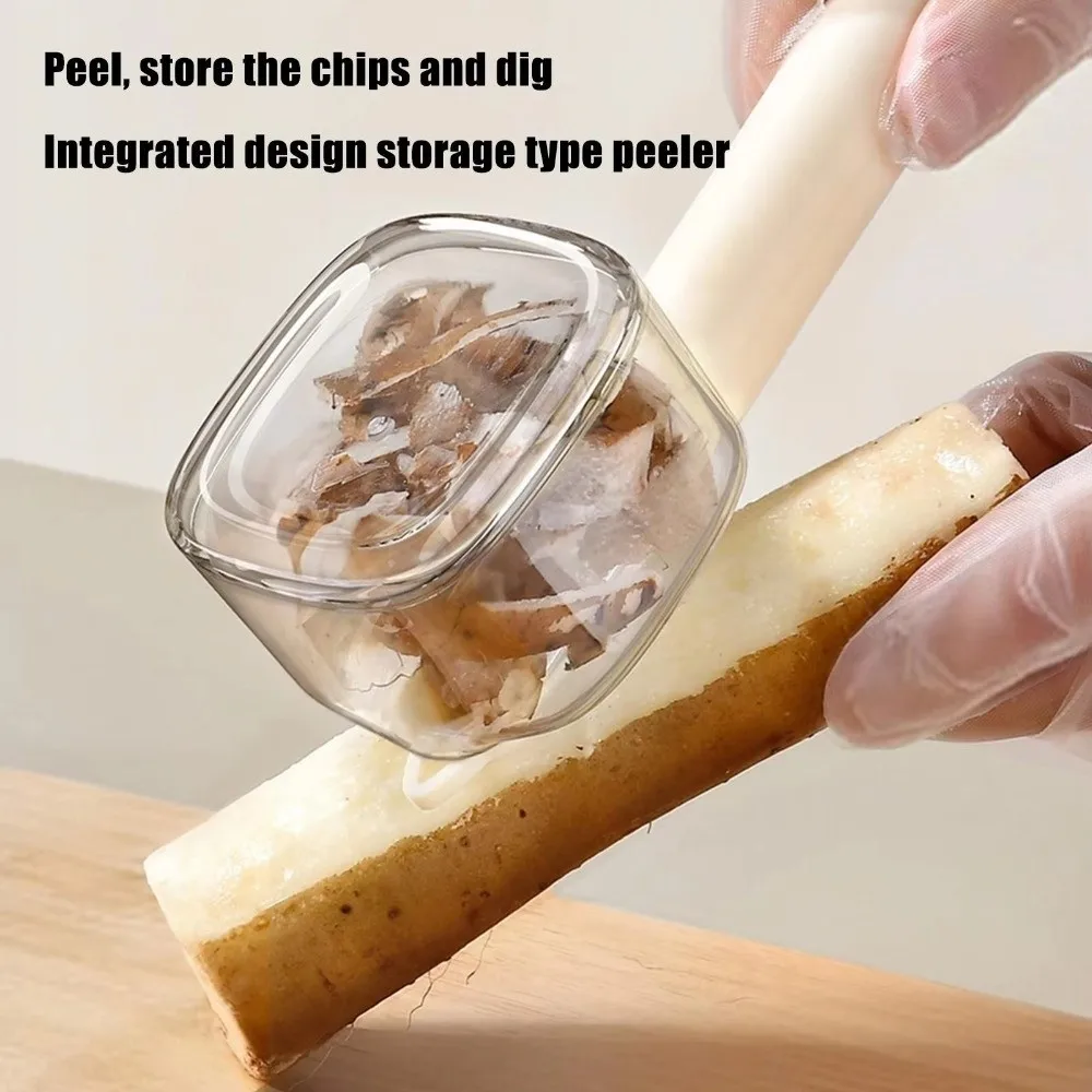 

1Pcs Kitchen Gadgets Fruit Vegetable Peeler With Storage Box Vegetable Tools Anti-stain Storage Peeler Labor-saving