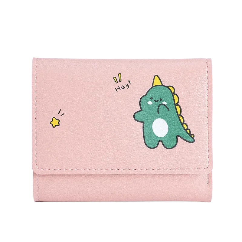 

New Cute Cartoon Cow Print Wallet Tri-Fold Button Short Money Card Purse for Women Girls Multi-Card Holder Mini Card Case
