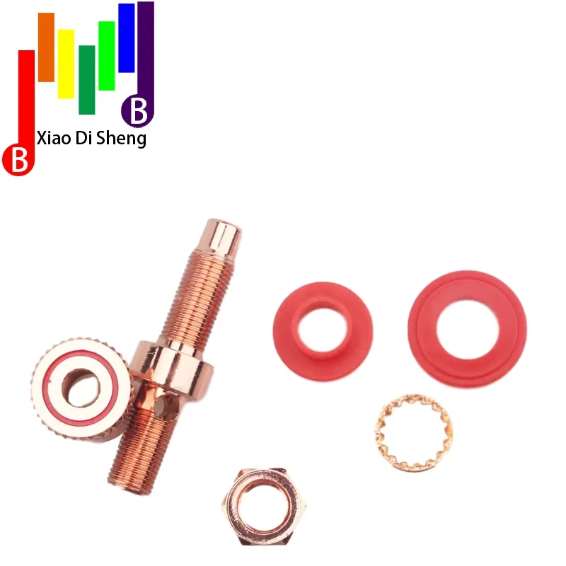 4 pçs alta fidelidade diy real vermelho cobre eletrônico banana plug fêmea soquete alto-falante terminal ligação pós conector amplificador terminal