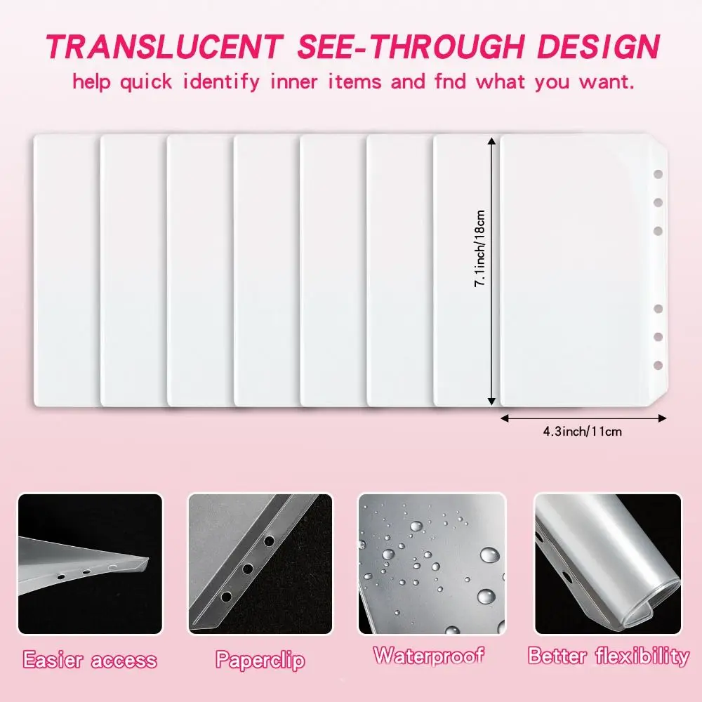 ซองหนัง PU Challenge Binder รีฟิลหลวมประหยัดเงิน Binder กระเป๋าสตางค์โปร่งใส