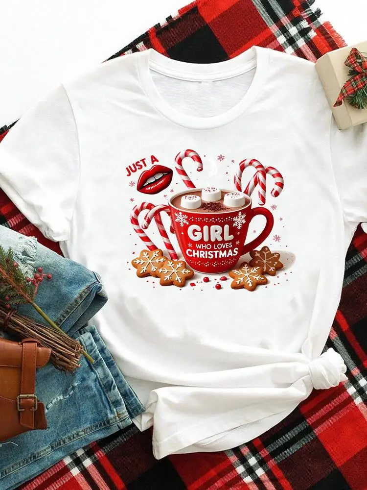 

Tees Holiday T Printed Fashion New Year Clothing Women Watercolor Style Cute Merry Christmas Clothes Top Shirts Graphic T-shirts