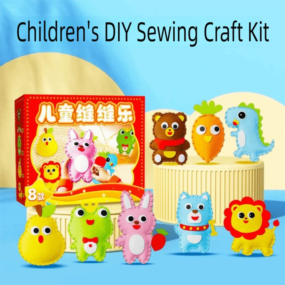 Multicolor DIY Sewing Toy Cartoon Bear Rabbit Simple Operate Cartoon Animal Doll Safety Tool EVA Doll Sewing Material Kit Toy