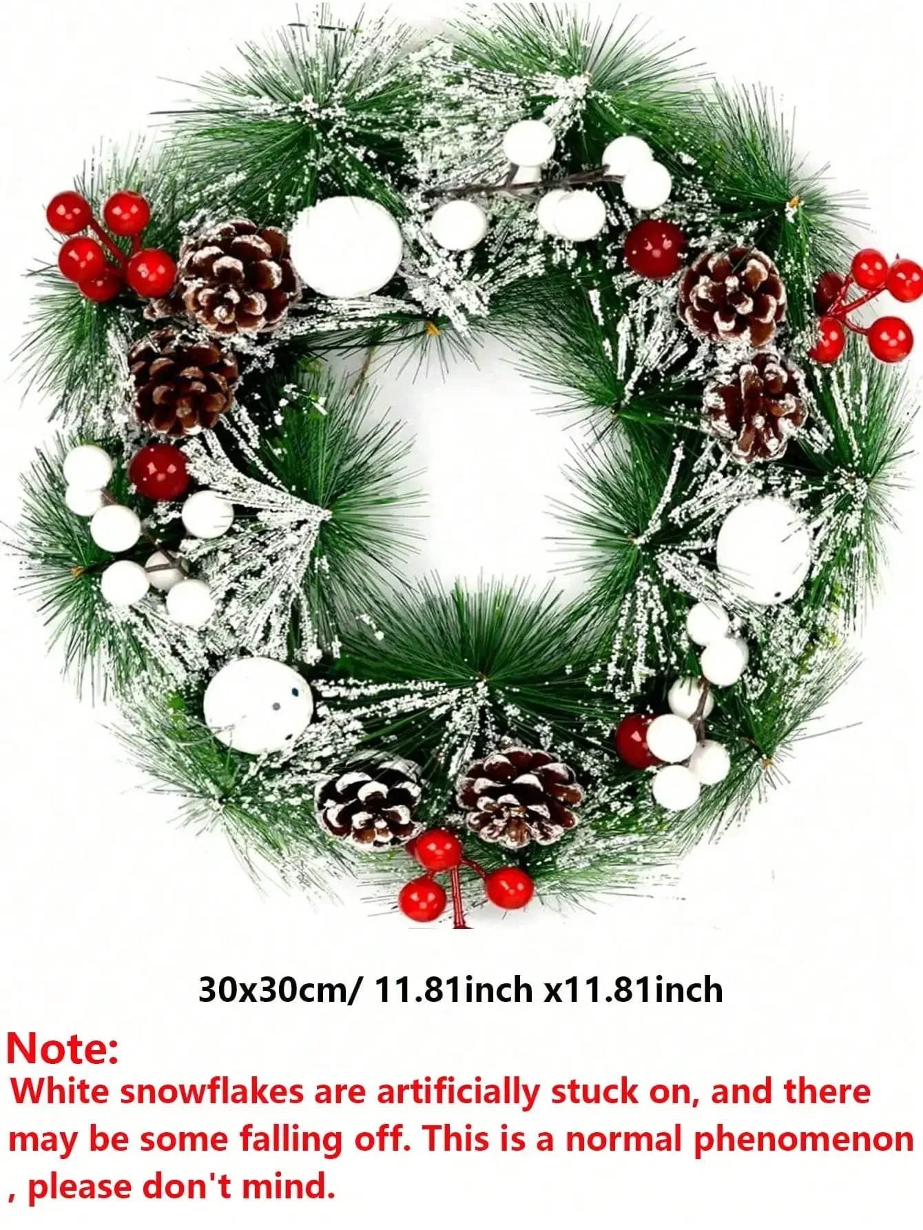 1pc Wreath Front Door Christmas Flower Wreath Thanksgiving Indoor Outdoor Home Decoration Pinecone Snowflake Flower Wreath