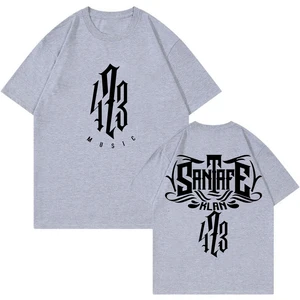 Santa fe kan camiseta 473 música todo y nada tour merch crewneck manga curta streetwear t das mulheres dos homens roupas de hip hop 10 principais vendas camisa de santa fe - №4