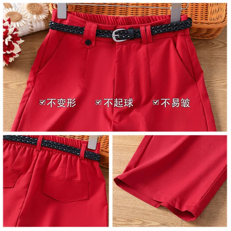 شورت أبيض للنساء، شورت صيفي متعدد الاستخدامات عصري على شكل حرف A كاجوال متوسط الطول، شورت صغير للتخسيس بأربعة أرباع