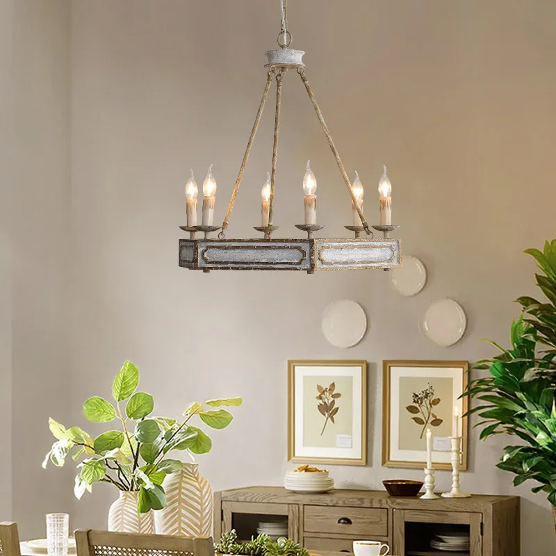 Cross-border exclusive for American country hair style pastoral retro old wood chandelier living room dining room bedroom