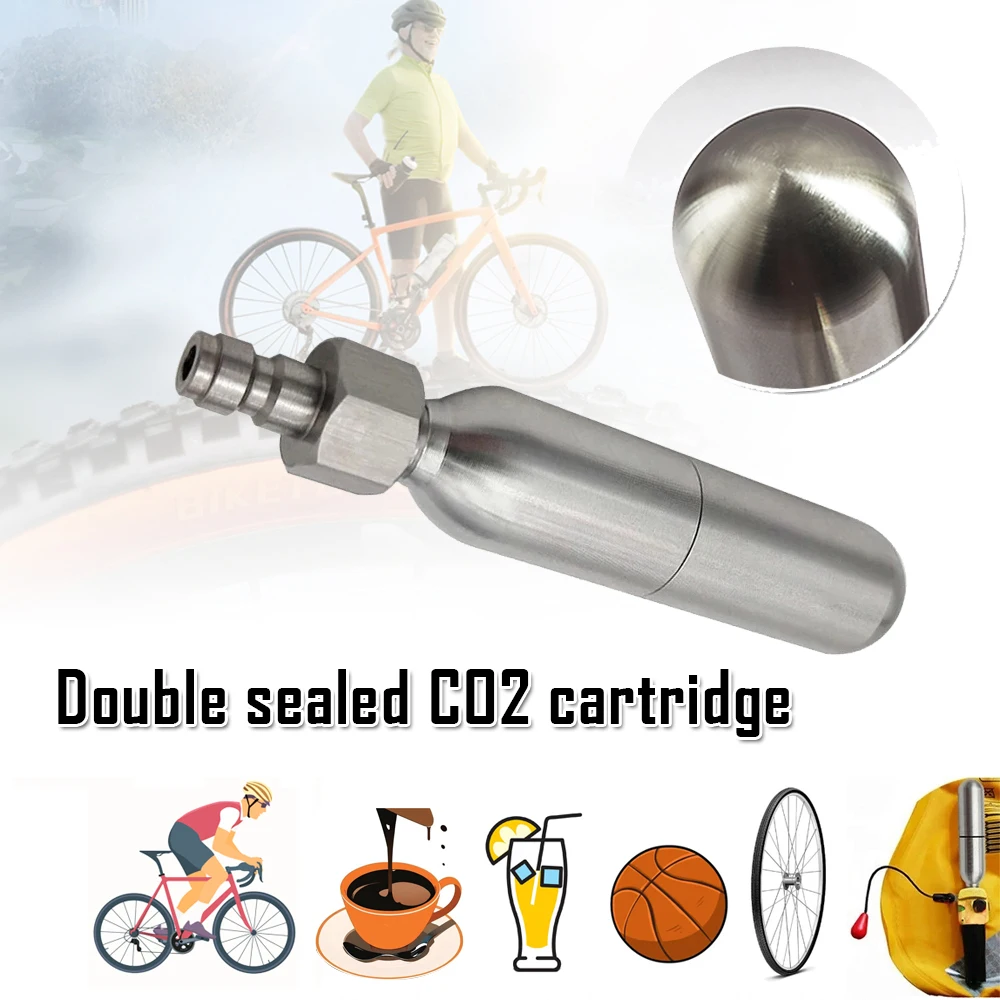 Kit de cartucho de co2 recarregável, 8g/12g/16g, para pneu de bicicleta, fabricante de refrigerante, adaptador portátil de carregador de cilindro de co2 com válvula de segurança