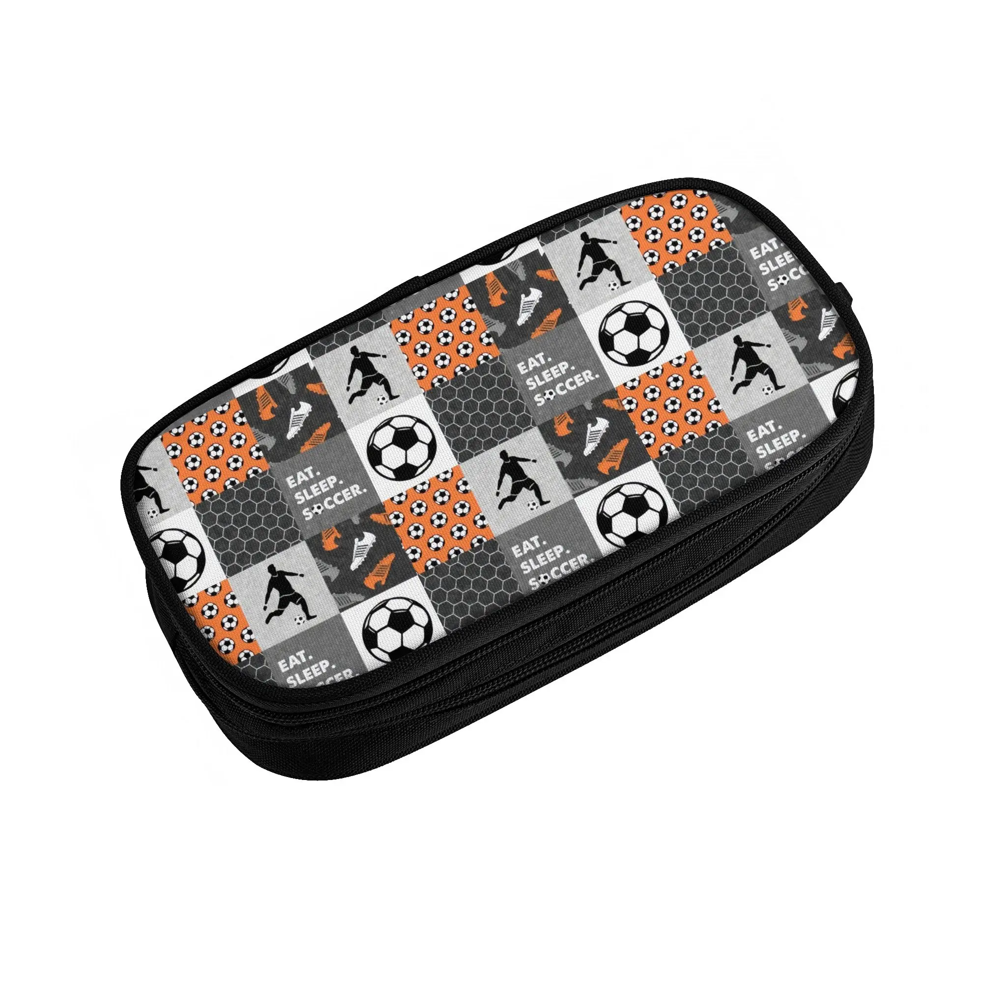 Checkerboard Cool Soccer  Pencil Cases for Boys Girls Big Capacity Footbally  Pen Box Bag School Accessories