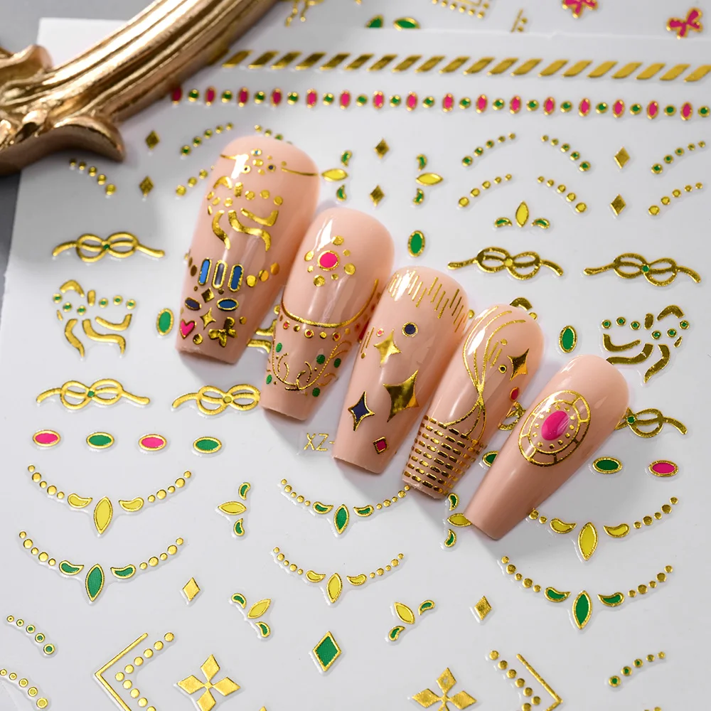 1 stücke 3D Gold Sternenlichter Nagel Aufkleber Festival Vibe Stern Bling Design Selbst-klebe Aufkleber DIY Maniküre Dekorationen Nagel liefert