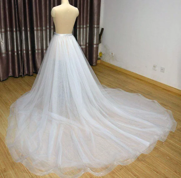 Removable Ball Gown bridal overskirt white Tulle skirt custom size