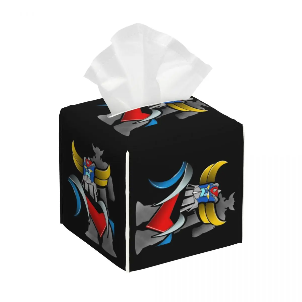 Custom Goldorak Grendizer Vintage Robot Tissue Box Cover PU Leather Square Anime Mechanical Warrior Facial Tissues Holder for