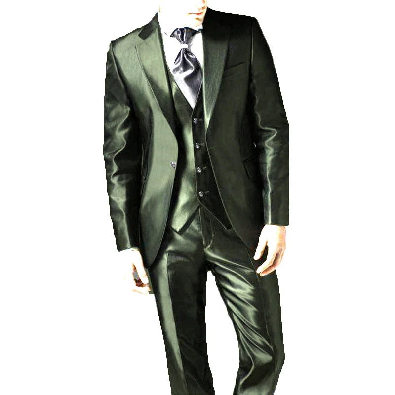 2023 New Style Black Two Bottom Satin Beach Men Suit Men's Wedding Prom Suits Costume Homme 3 Pieces (Jacket+Pant+Vest)