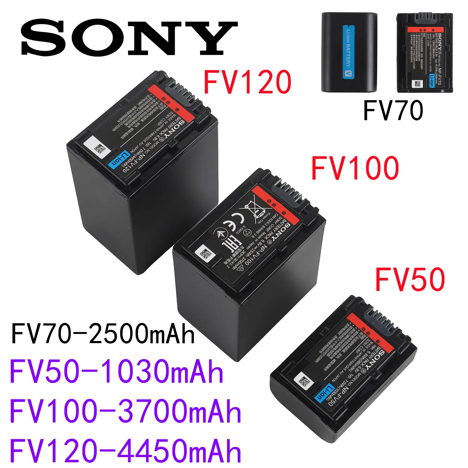 Original  NP FV100A NP-FV100 FV100 Batteries for Sony NP-FV30 NP-FV50 NP-FV70 SX83E SX63E FDR-AX100