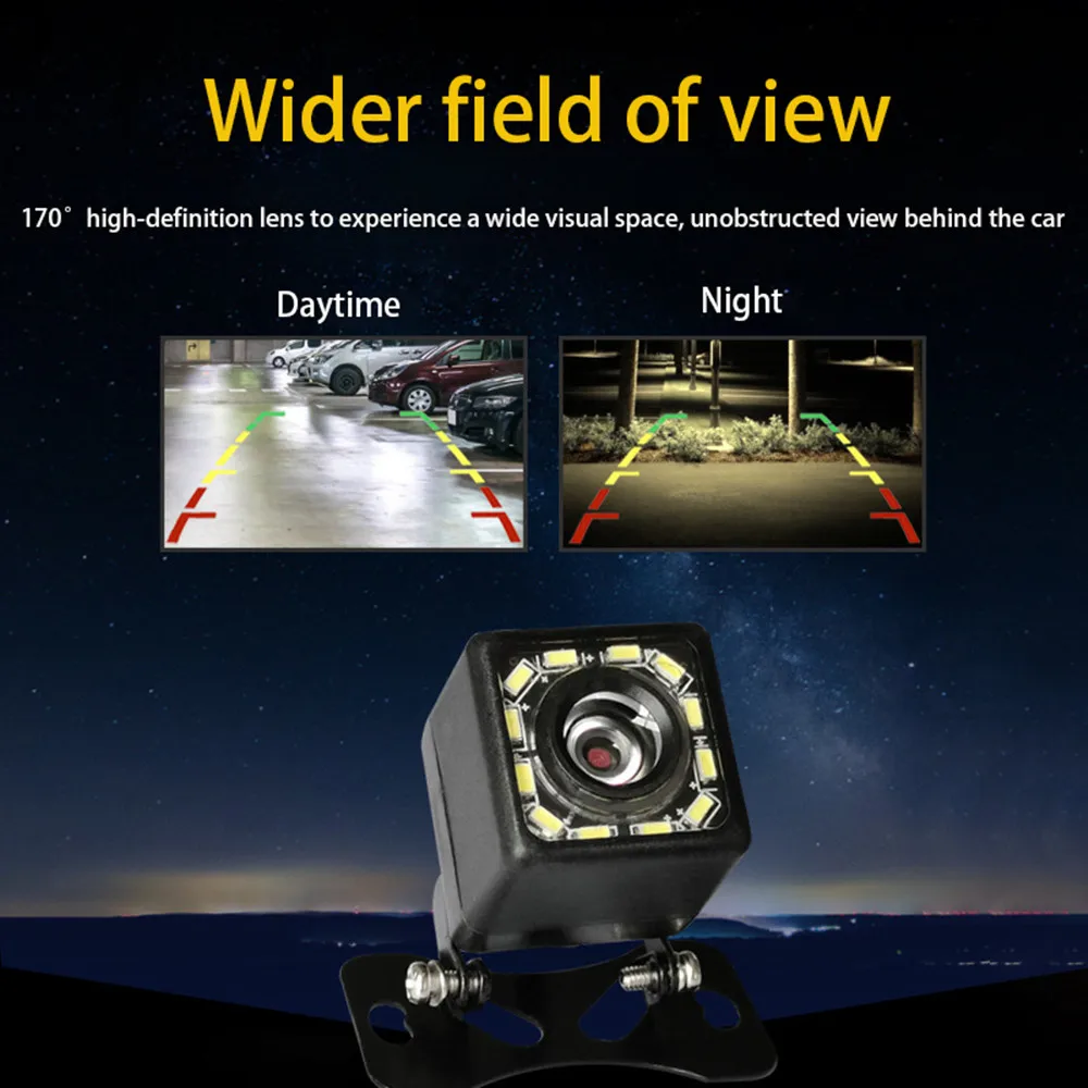 Car Rear View Camera LED Night Vision Reversing Auto Parking Monitor CCD Waterproof 170° HD Video Support Monitor Auto Tools