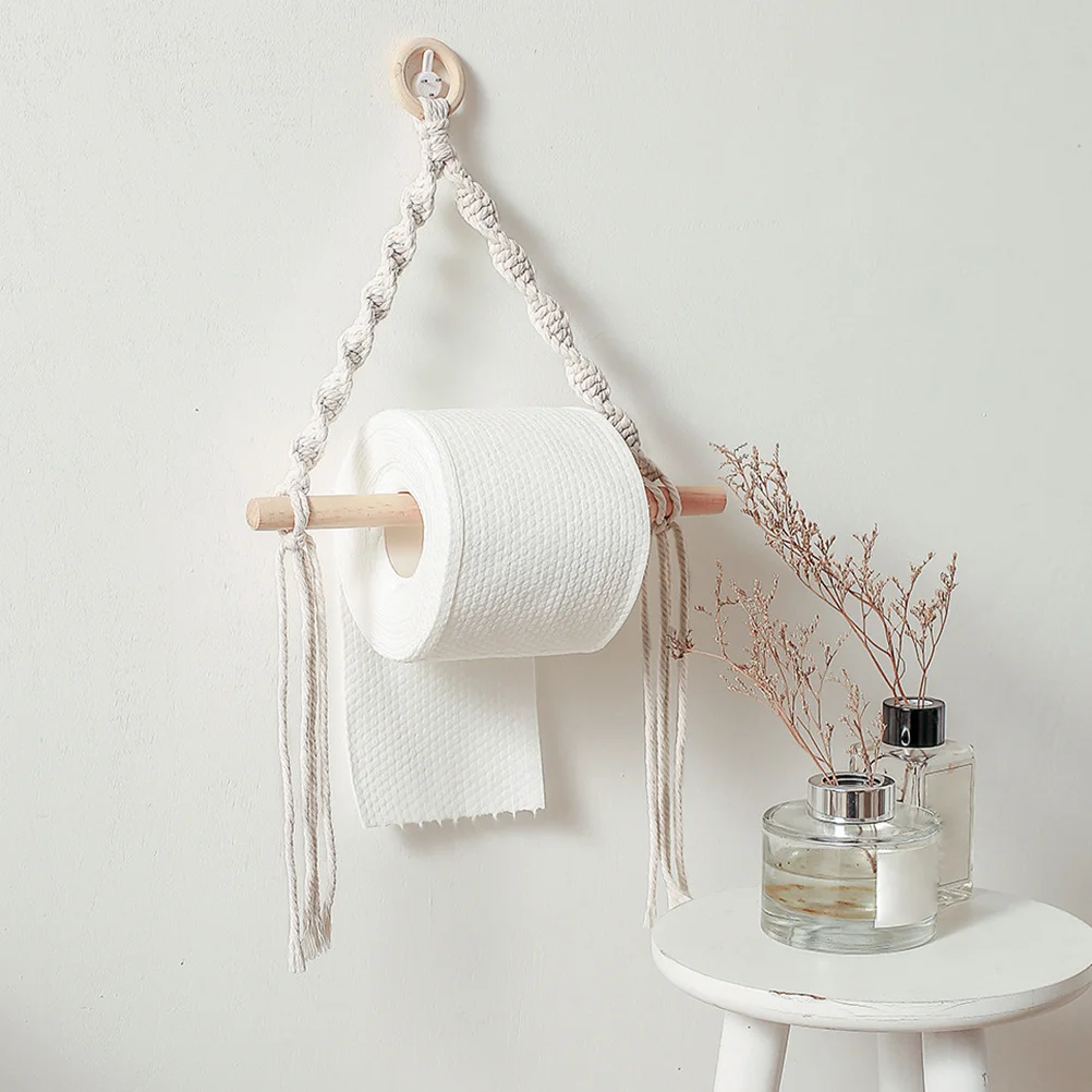 

1Pcs Wall-Mounted Bohemian Tapestry Towel Hanger with Storage Shelf Handmade Woven Decor for Bathroom Kitchen Home