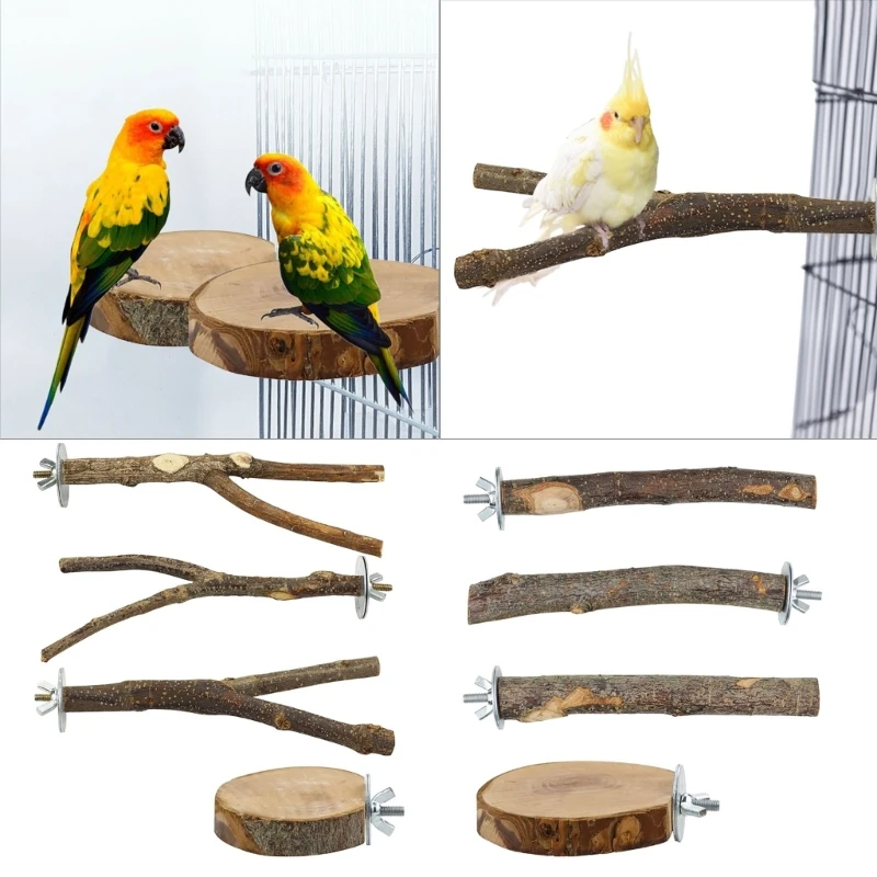 8-teiliges Papageien-Klettergerüst, Vogelspielplatz, Spielzeug für Sittiche, Kletterleiter für Vögel, Holz-Kletterleiter mit Schaukel