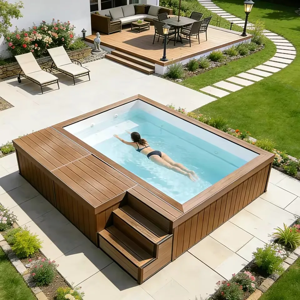 Backyard Hotel Rooftop  Outdoor Above Ground Swimming Pool and Lounger Luxury Spa Hot
