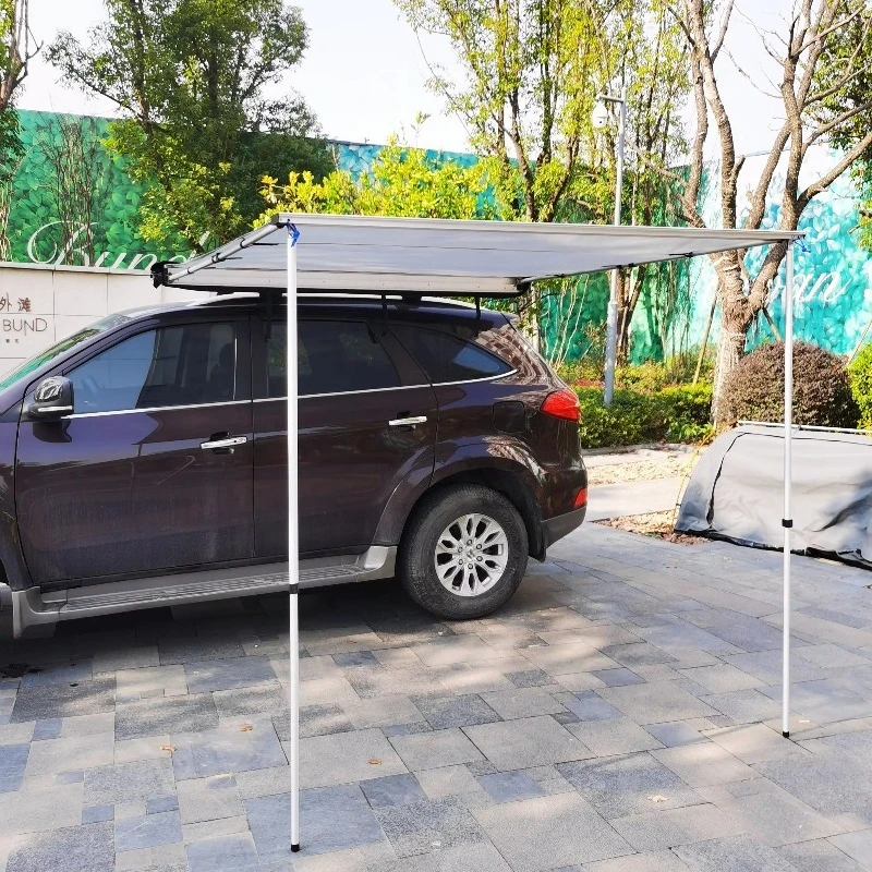 4x4 Adventure Square 2-Person Outdoor Camping Side Awning Canopy Retractable Car Cover Straight Bracing Type
