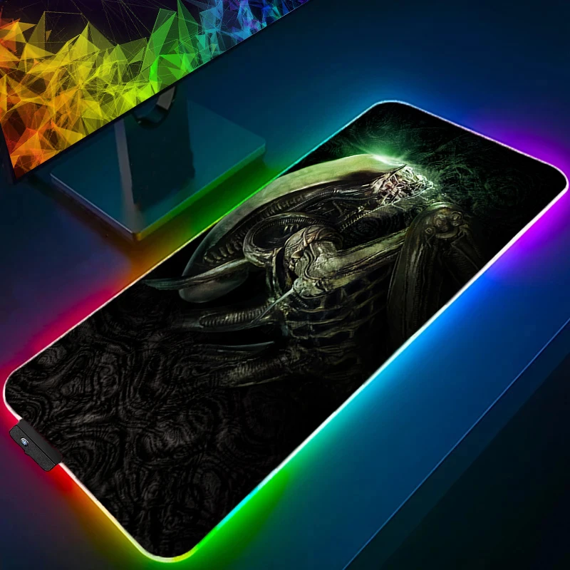 Computer Mouse Pad LED Anime Alien Movie Gamer Mouse Pads Gaming Mousepad XXL Desk Mause Pad RGB Keyboard Mouse Backlight Carpet