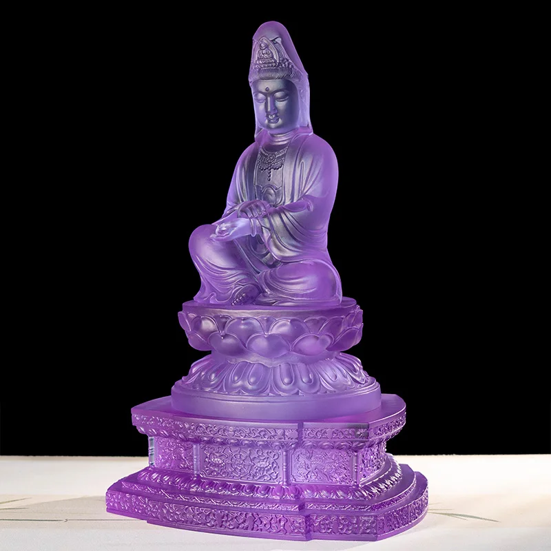 *&r Handmade traditional semi transparent custom model Guanyin Bodhisattva statue glass casting Halloween